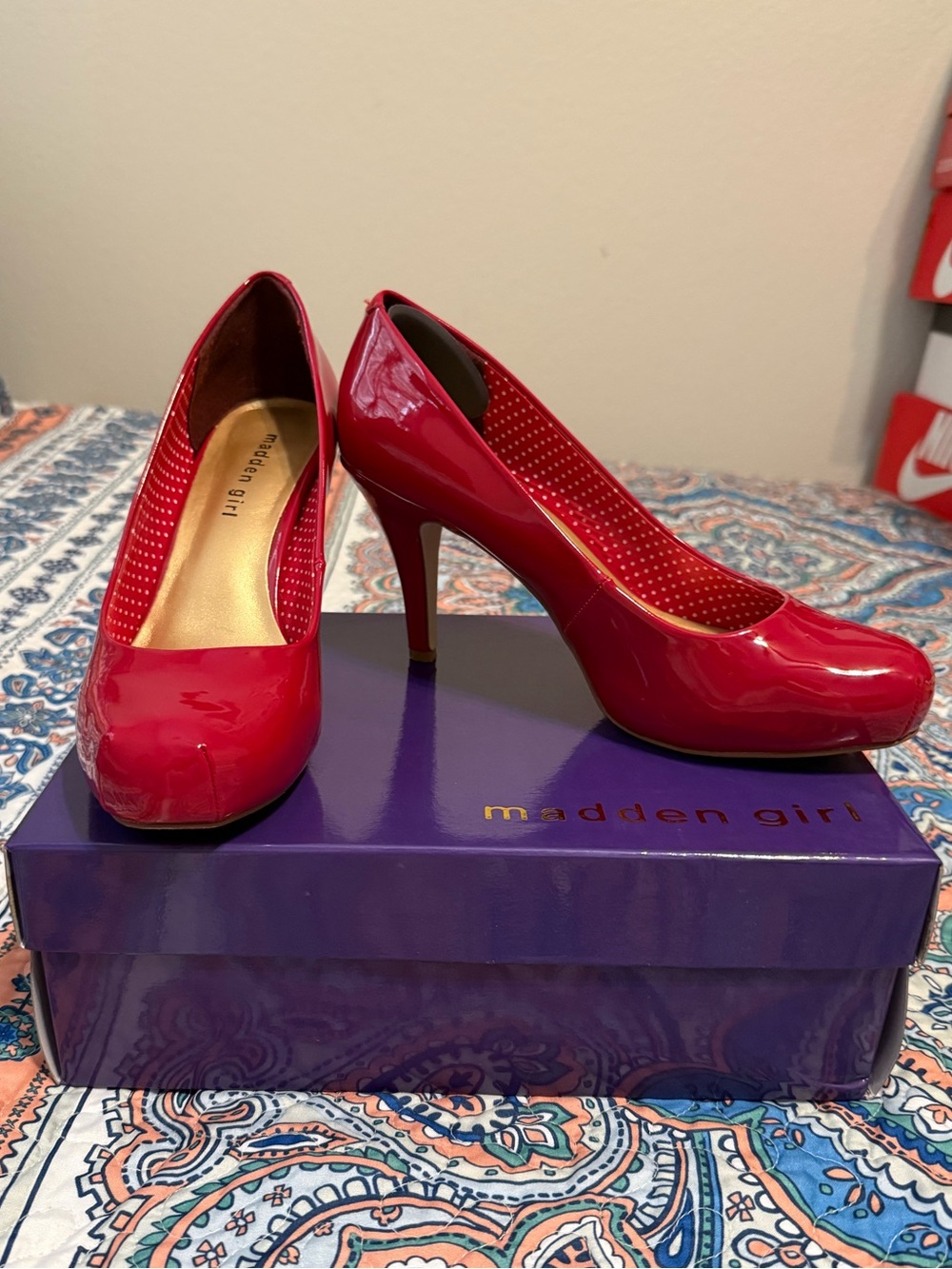 Madden Girl Glossy Red Patent High Heels